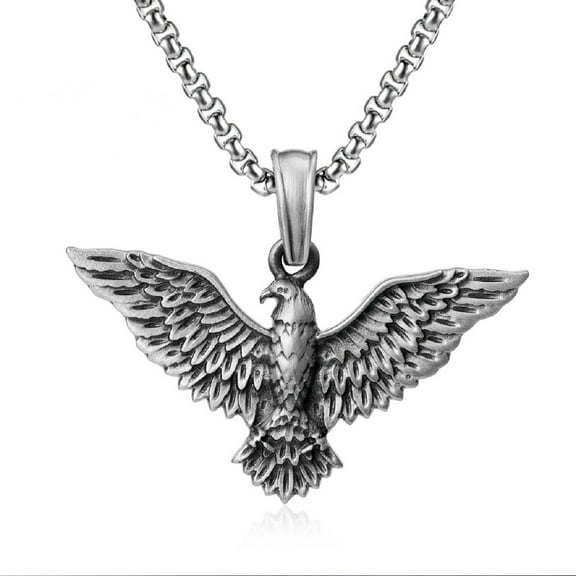 MayiaHey Flying Hawk Eagle Pendant, Gothic Eagle Animal Necklace for Men, Punk Flying Eagle Necklace Viking Eagle Bird Jewelry, Vintage Bald Eagle Necklace Eagle Hawk Pendant Necklace