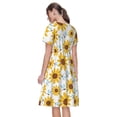 thumbnail image 2 of Bixox Robe d'Été à Manches Courtes pour Femmes Robe Ample Longueur Genou avec Poches-Tournesols, 2 of 7