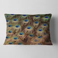 thumbnail image 2 of Designart Peacock Bird Tail Feathers in Close Up - Animal Throw Pillow - 12x20, 2 of 5