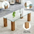 thumbnail image 5 of Tempered Glass Coffee Table, Rectangular Center Table with Solid Wood Legs, Modern Cocktail Table, Clear Tea Table for Living Room Reception Office, 44 x 22 x 17 Inch, 5 of 10