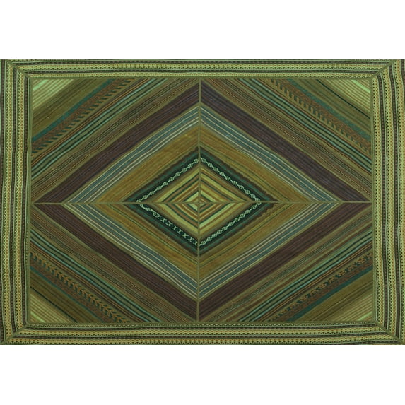 Ahgly Company Machine Washable Indoor Rectangle Abstract Turquoise Blue Contemporary Area Rugs, 2' x 4'