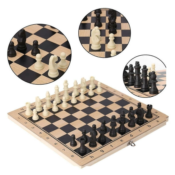 Wooden Chess Set International Chess Entertainment Game Chess Set with Folding Board