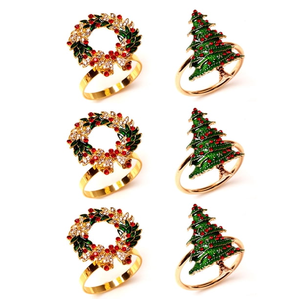 Servilleteros de árbol de Navidad, lindo mini servilletero para mesa, soporte de hebillas de servilleta de invierno para Acción de Gracias, Navidad, reunión familiar, decoración de mesa Zhivalor CPB-CJZ369-2