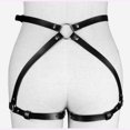 thumbnail image 2 of adjustable pu belt waistband with buckle metal buckle belt PU Leather Belt with Chain and Lock Adjustable Metal Buckle Bound Waistband Fashion Style Black, 2 of 8
