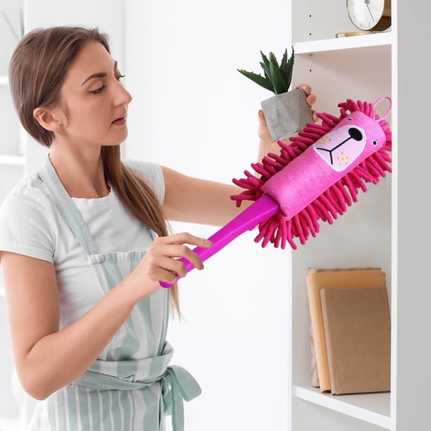 Plumero de limpieza estilo caricatura, cepillo para cenizas, diseño adorable, fácil de guardar, elimina el polvo, mango plegable, estructura metálica, ideal para la limpieza del dormitorio.