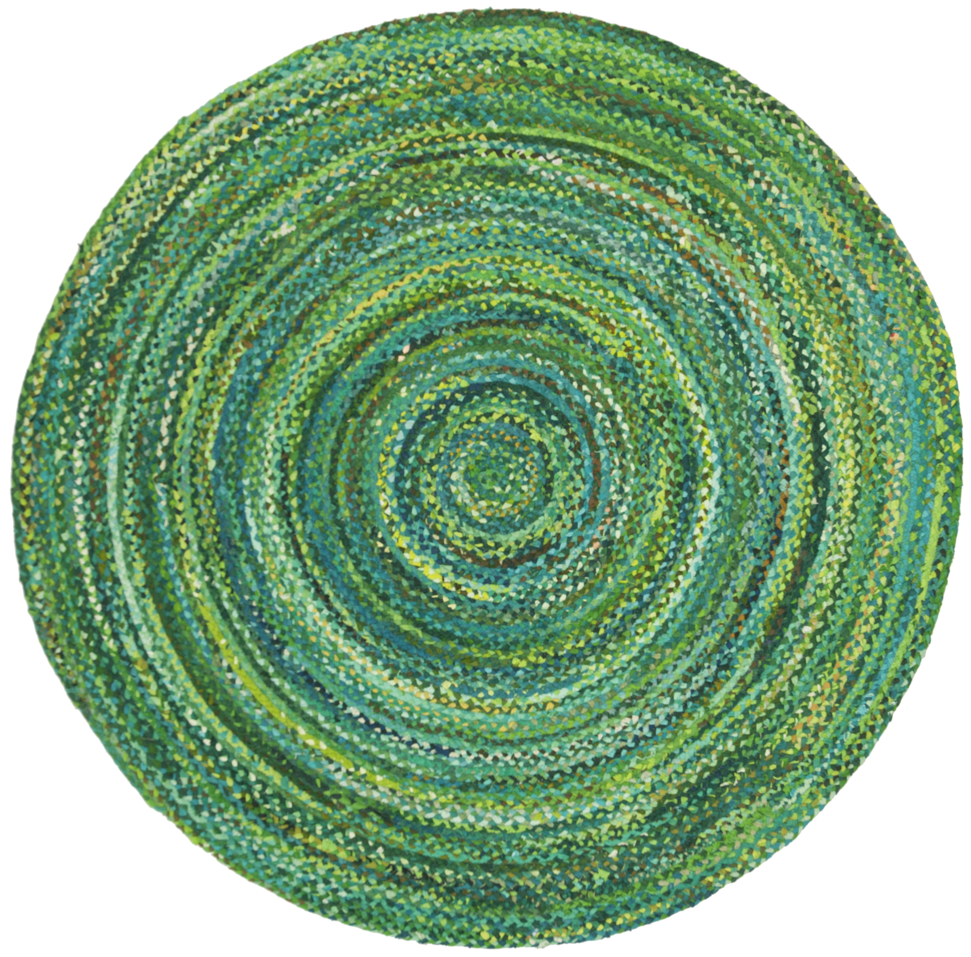 SAFAVIEH Braided Collection Area Rug - 5' Round, Green, Handmade Country  Cottage Reversible Cotton, Ideal for High Traffic Areas in Living Room