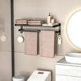 thumbnail image 6 of Bathroom Towel Rack Towel Shelf with Double Towel Bars Lavatory Wall Mount Holder with Hooks Stainless Steel Hotel Bath Rack (Matte Black 23 inches), 6 of 12