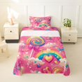 thumbnail image 2 of Manfei Cute Candy Lollipop Twin Sheets, Rainbow Butterfly Bedding, Hot Pink, 3pcs, 1 Flat Sheet, 1 Fitted Sheet and 1 Pillowcase, 2 of 6