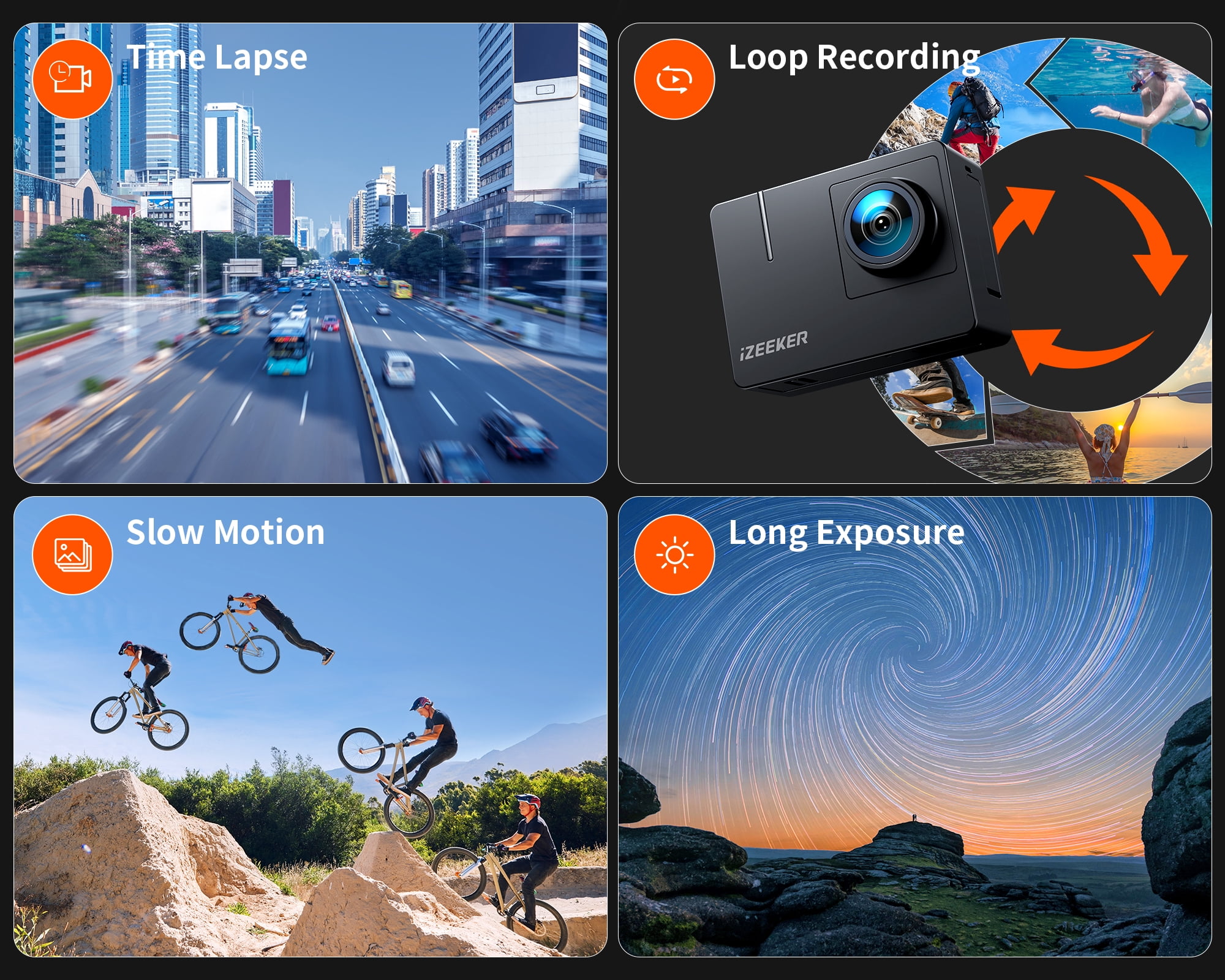 Action Camera 4K 20MP with External Microphone PC Webcam WiFi Vlogging Cam Waterproof Camera