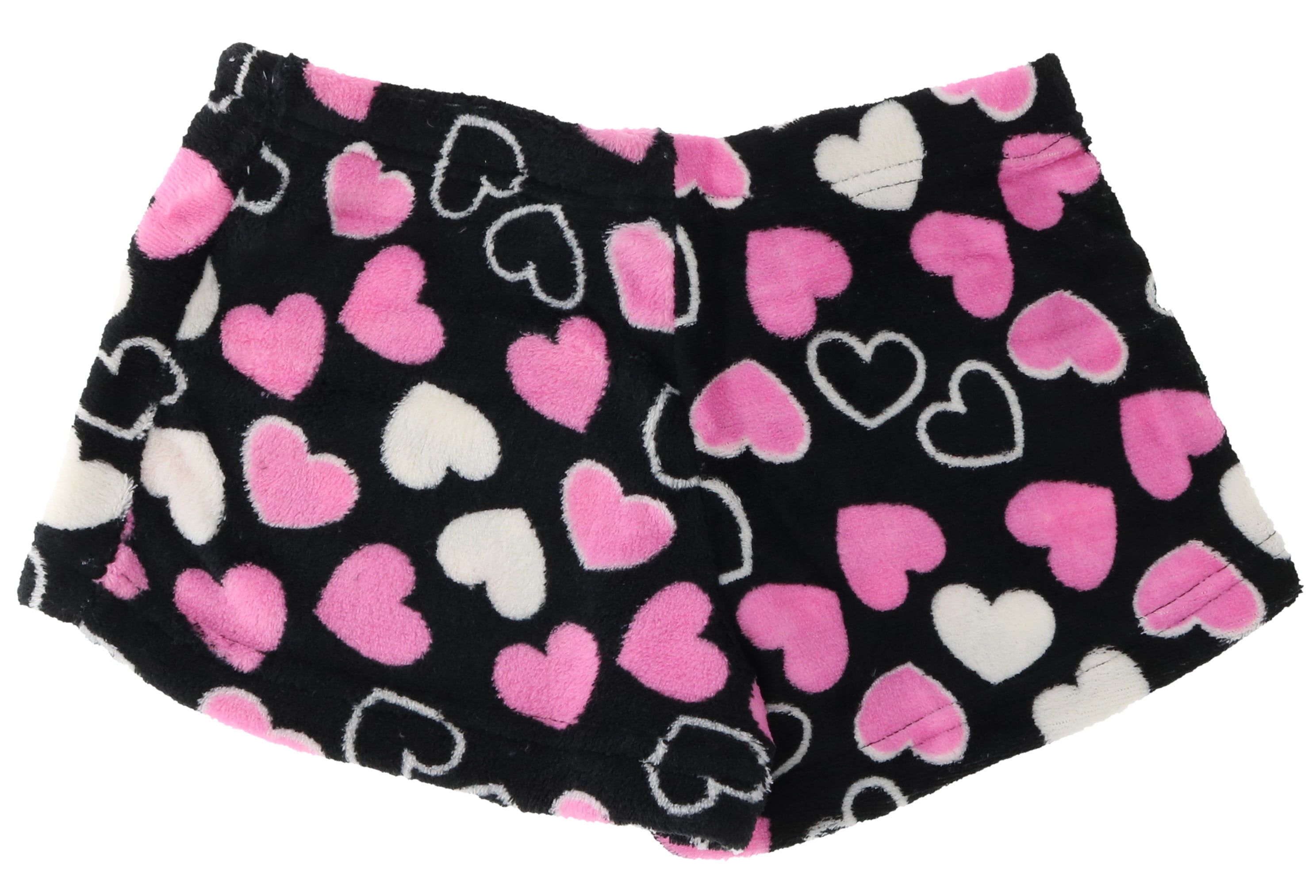 Emme Jordan Junior's Fuzzy Plush Pajama Shorts (Aqua & Rainbow Dots, Small)  at  Women's Clothing store