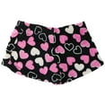 thumbnail image 3 of Emme Jordan Junior's Fuzzy Plush Pajama Shorts - Pink & White Hearts Black - Large, 3 of 3