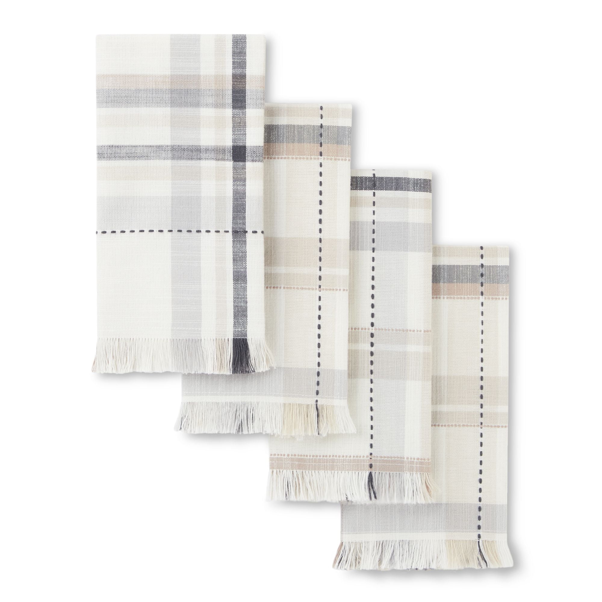 (2 pack) Better Homes & Garden Monday Square Fabric Napkin Set, Beige, 20"W x 20"L, 4 Pieces