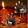 Tea Light Candle Holders, LONGRV 6 Pack Thanksgiving Decorations Turkey