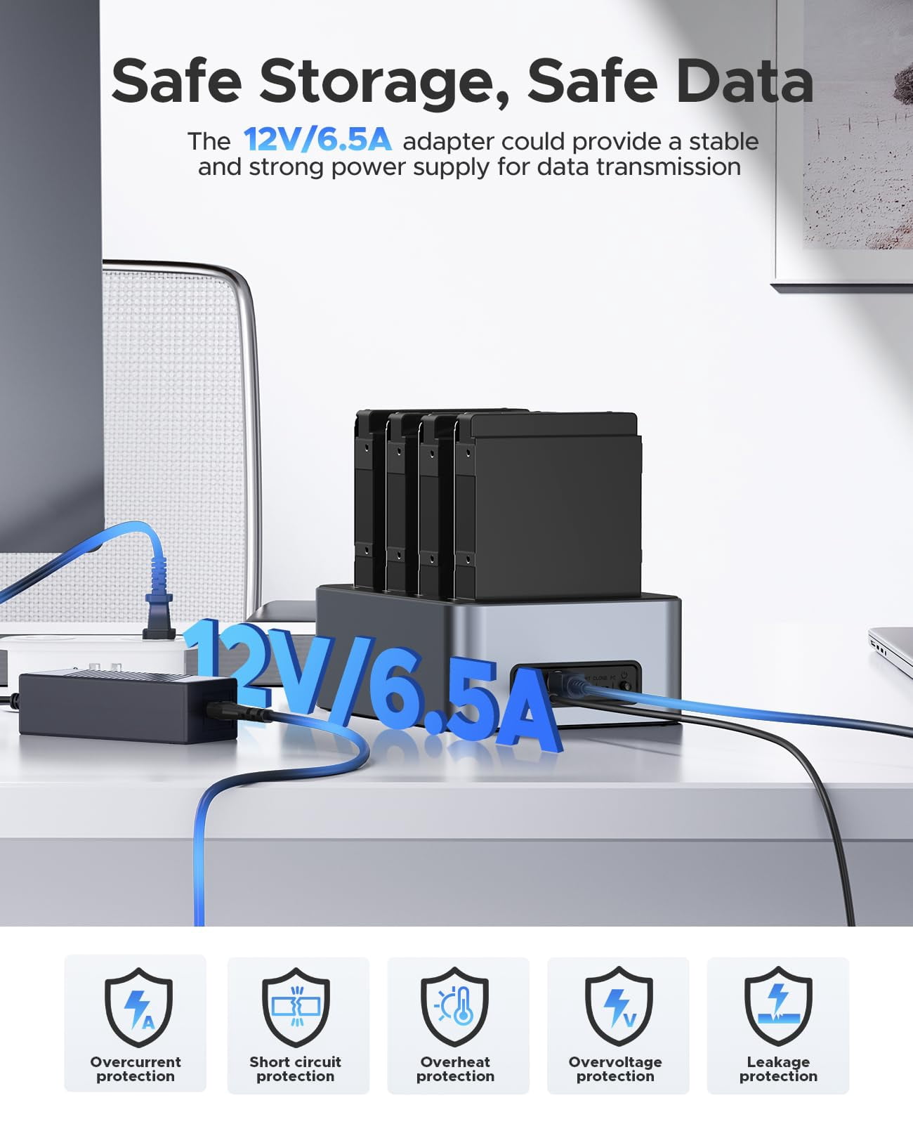 ORICO 4 Bay External Hard Drives Enclosure 10Gbps Aluminum SATA Hard Drive Docking Station Type-C 2.5''/3.5" HDD  Offline Clone 80TB MAX