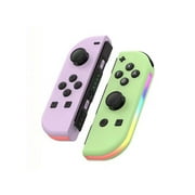 Switch Wireless Controllers with LED Light Replacement Wireless Gamepad Joy-con Dual Vibration (Purple&Green)