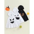 thumbnail image 3 of Cjfdfy Toddler Baby Boy Girl Halloween Ghost Costume Kids Boys Girls Halloween Cloak Cape Ghost Face Print Hooded Cape Poncho Halloween Cosplay Party Witches Outfits, 3 of 9