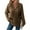 Brown, variant on Womens Brown Hooded Knit Sweater - Polyester Spandex Soft Stretch, Relaxed Fit with Half-Button & Drawstring, for Daily Casual/Loungewear, Size S-XXL,Size S