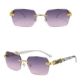 thumbnail image 3 of Womens Mens Sunglasses Rimless Sunglasses Gradient Color UV Protection Sunnies Shades Sunglasses Unisex Light Violet, 3 of 4
