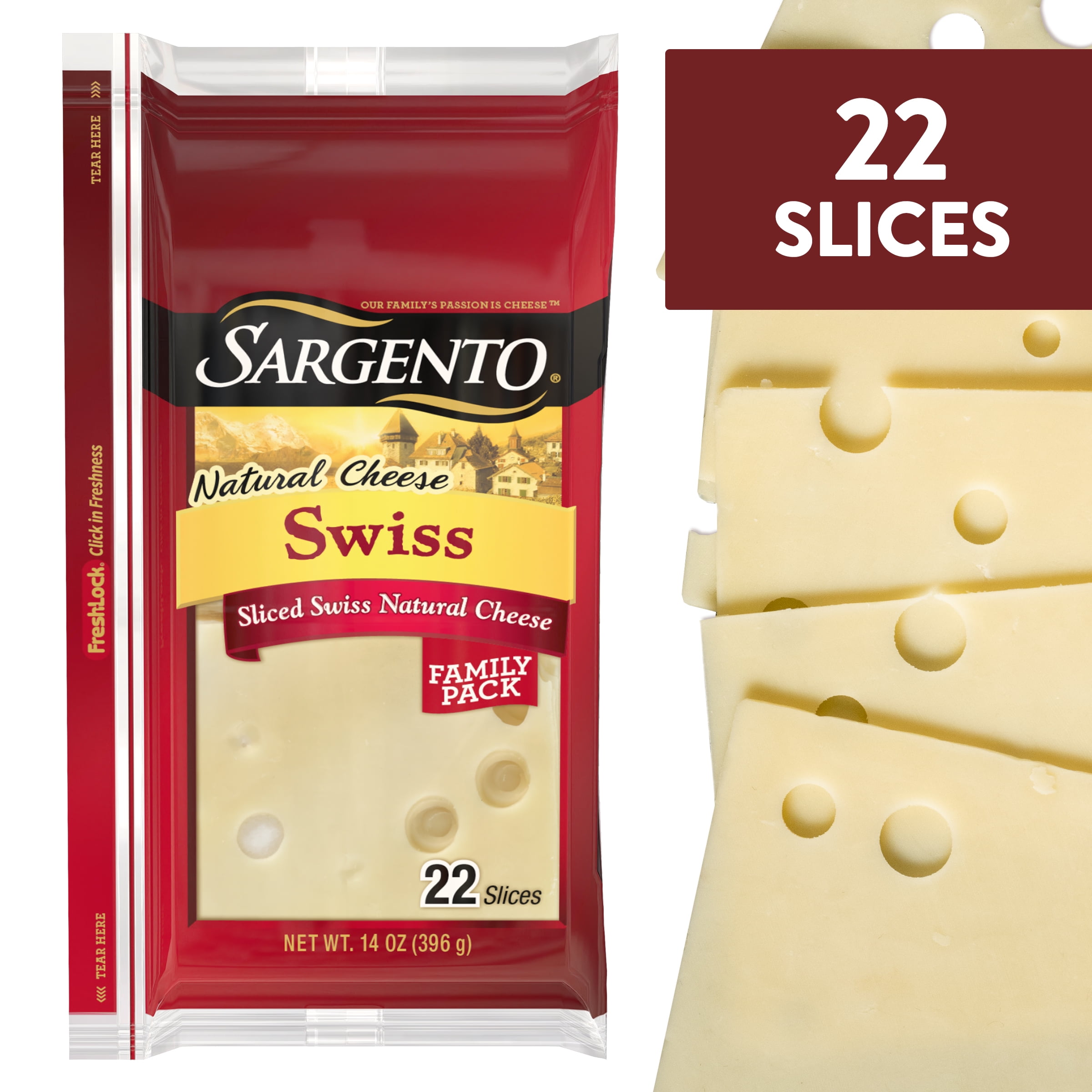 Sargento Sliced Swiss Natural Cheese, 22 slices