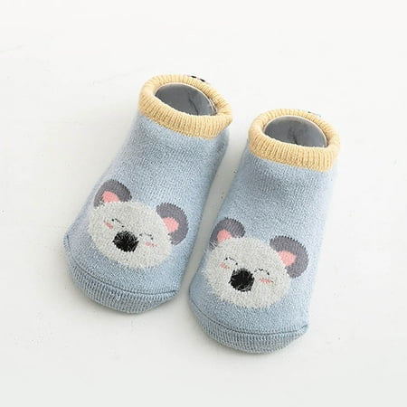 

LYCAQL Baby Shoes Children Toddler Shoes Autumn and Winter Boys and Girls Floor Socks Plush Cartoon Pattern Warm and Noisy Shoes for Kids (Blue 7 Toddler)
