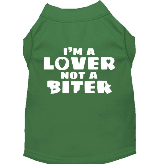 I'm a Lover not a Biter Screen Printed Dog Shirt Emerald Green XS (8)