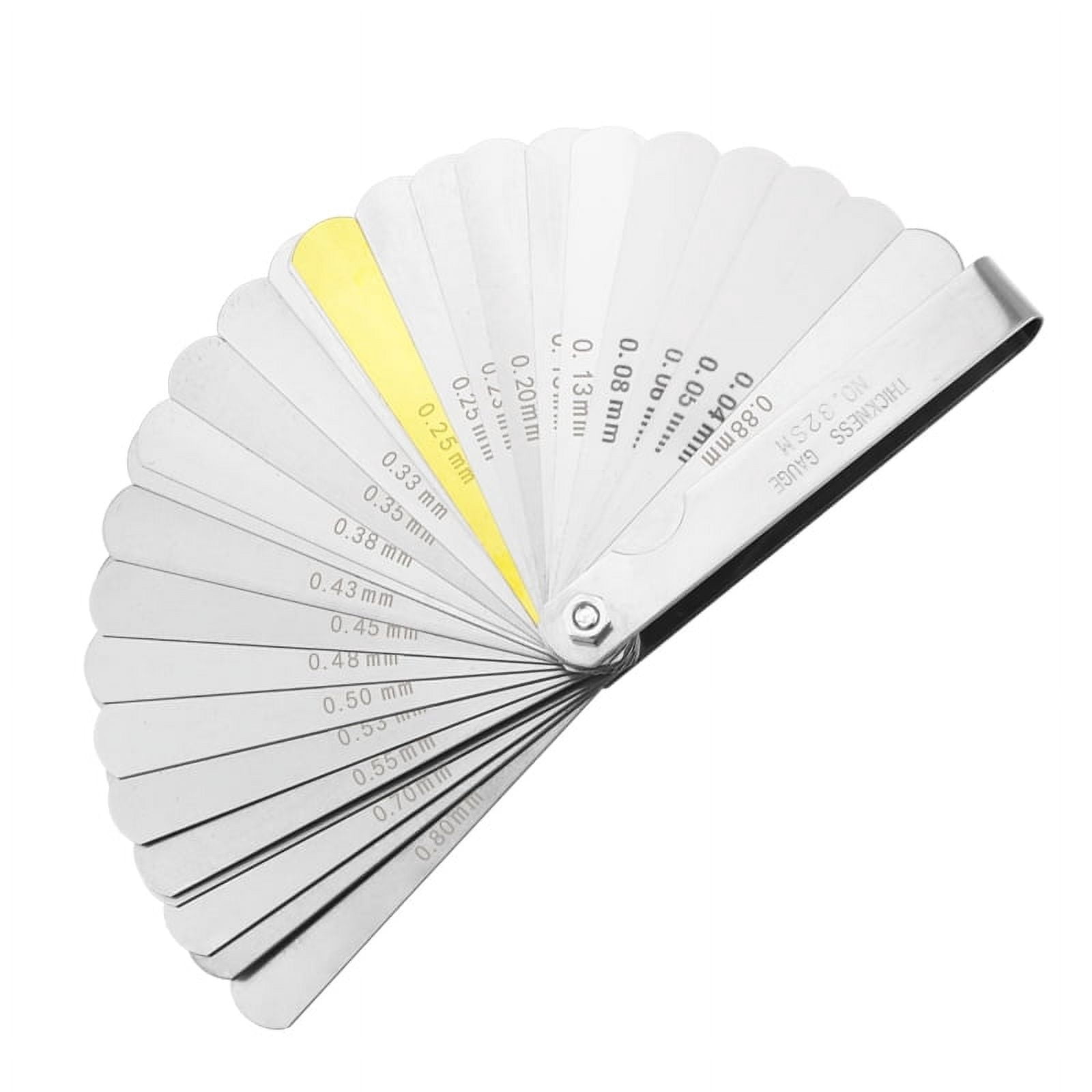 16 Blades Curved Feeler Gauge 0.127 to 0.508mm + 32 Blades Feeler Gauge Stainless Steel Metric 0.04-0.88mm