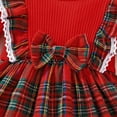 thumbnail image 6 of Esho 3M-3T Toddler Baby Girls Christmas Clothes Long Sleeve Plaid Dress + Bowknot Headband Party Dresses, 6 of 8