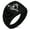 Black, variant on Stainless Steel Treble Bass Clef Musical Heart Chevron Pattern Biker Style CZ Polished Ring Men