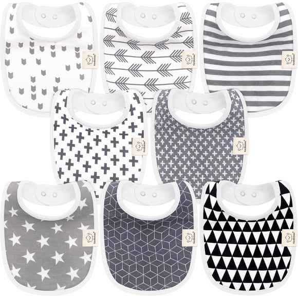 Baberos para bebés KeaBabies orgánicos, paquete de 8 unidades, para la dentición de niñas y niños