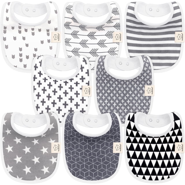 Baberos para bebés KeaBabies orgánicos, paquete de 8 unidades, para la dentición de niñas y niños