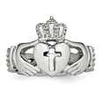 thumbnail image 3 of Stainless Steel Polished Irish Claddagh Celtic Trinity Knot With Religious Faith Cross Ring Size 5 Jewelry for Women, 3 of 5