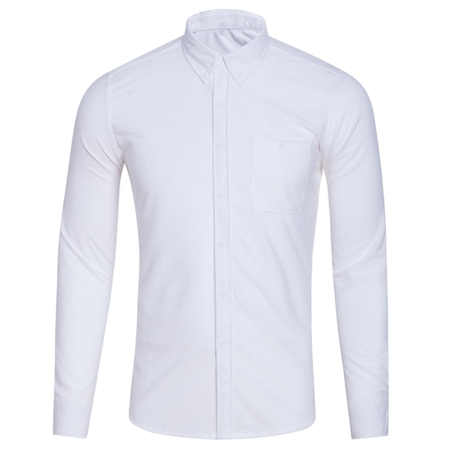 Corduroy Casual Lapel Button Button Chest Pocket Solid Color Long-sleeved Mens Shirt