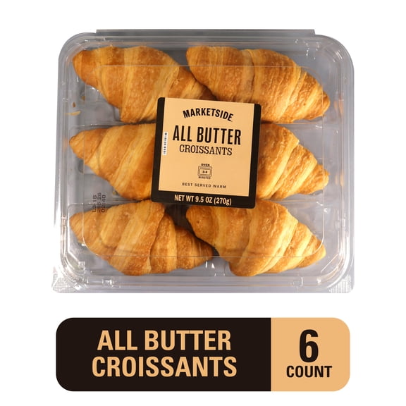 Marketside All Butter Croissants, Flaky & Soft, 9.5 oz, 6 Count