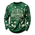 thumbnail image 2 of Mens Halloween Sweatshirts Pumpkin Skull Long Sleeve Spooky Sweatshirts Skeleton Spiderweb Crew Neck Horror Lightweight Sweatshirt, 2XL, 2 of 4