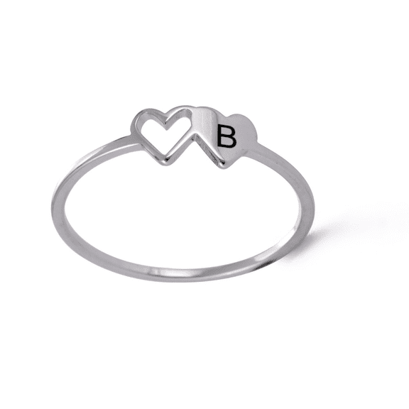Z.LP Jewelry Women's heart-shaped ring, letter C heart-shaped ring