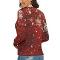 thumbnail image 3 of Elegant Red Christmas with Snowflake Women's Turtleneck Sweater Long Sleeve Ribbed Fitted Turtle Neck Casual Fall Winter Collection Top S, 3 of 4