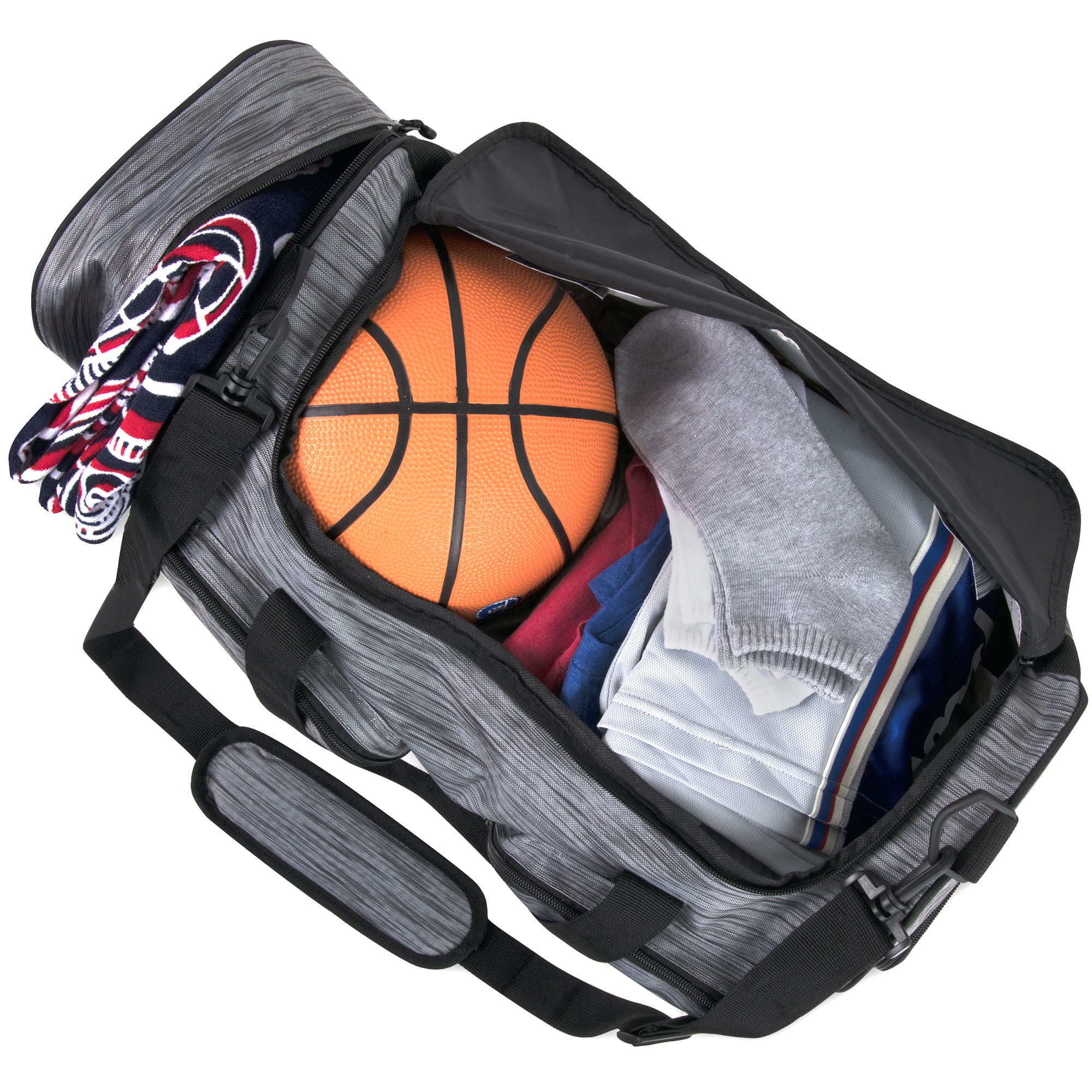 Summit Ridge 22"L Duffel Bag 38 Liter Capacity for Gym Clothes, Sports Equipment, Towels, Sneakers, Travel, Commute in Gray