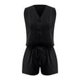 thumbnail image 3 of qolati Two Piece Sets for Women Fashion Button Sleeveless Suit Vest and HIgh Waisted Dressy Casual Shorts Business Work Blazer Set, 3 of 5