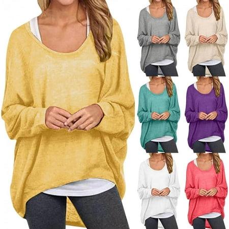 

Women s Batwing Sleeve Pullover Tops Off Shoulder Loose Oversized Baggy Sweater Shirts Casual T Shirt Blouses