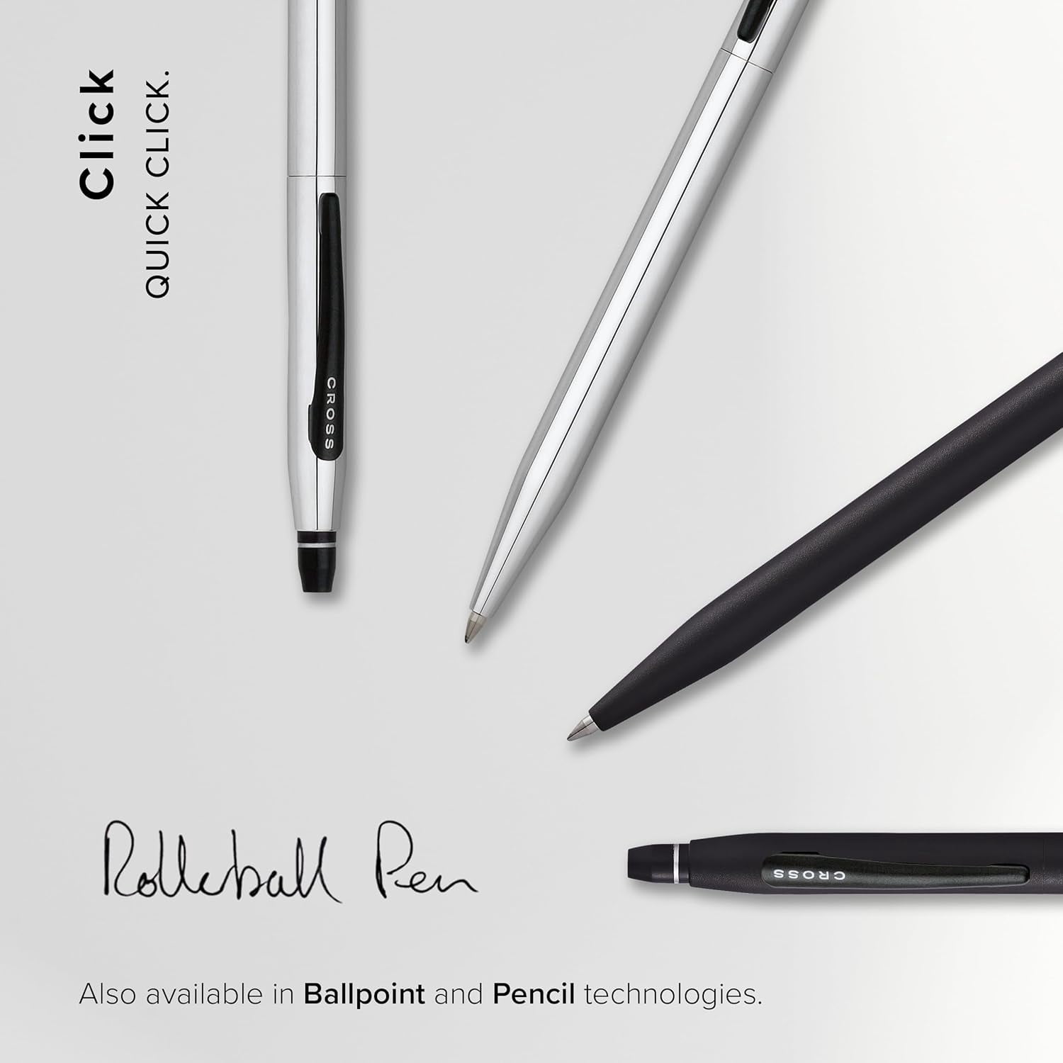 Cross Click Slim Refillable Gel Ink Rollerball Pen, Medium Rollerball, Includes Premium Gift Box - Black