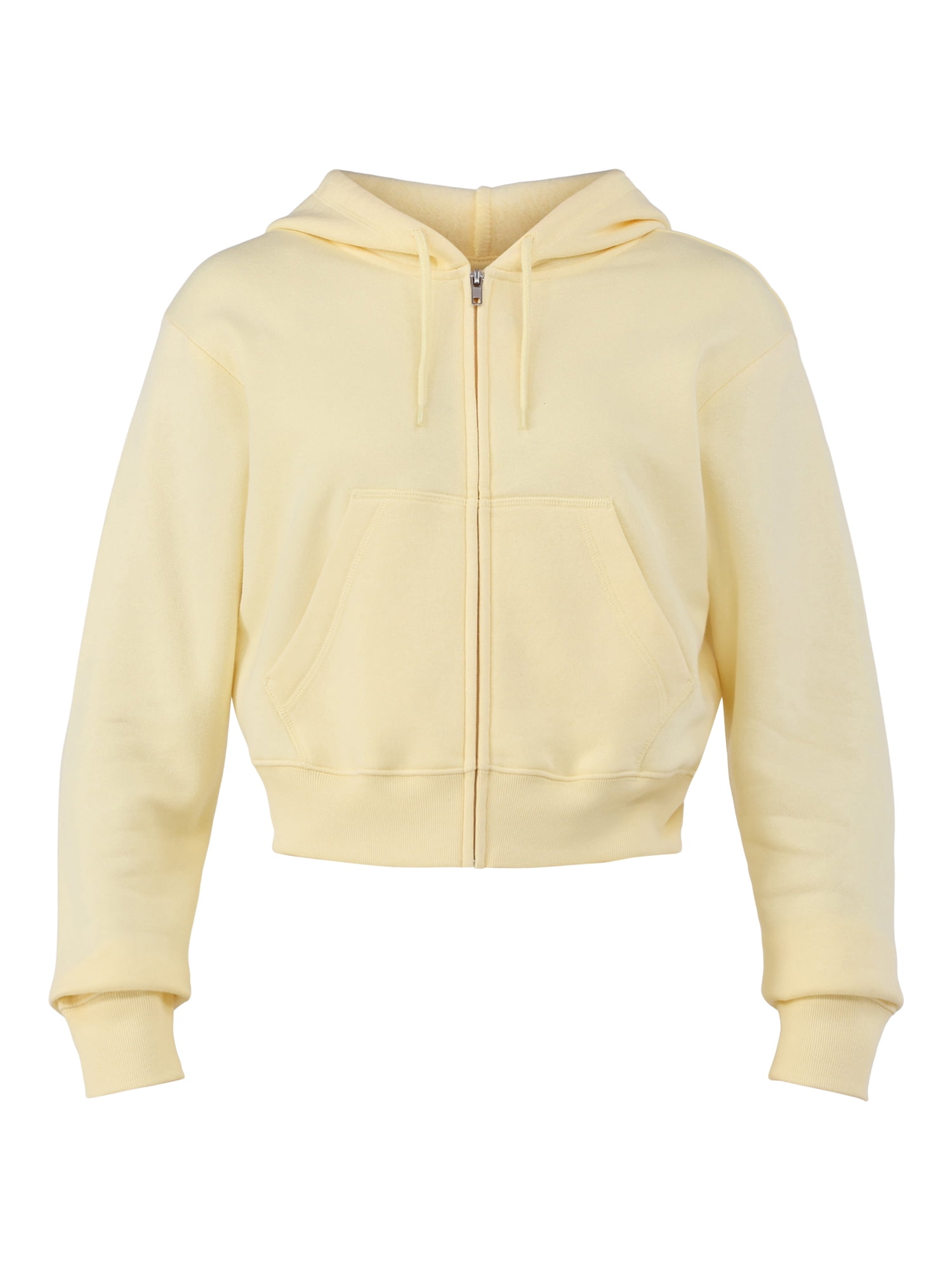 No Boundaries Cropped Fleece Zip Hoodie, Women’s