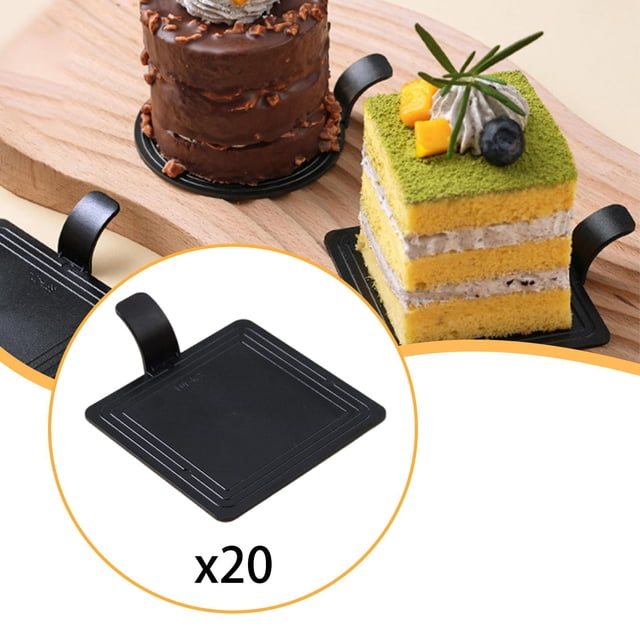 Elodie 20 Pcs Planches à Gâteau avec Poignée pour Présentation de Friandises Sucrées Spatule à Gâteau Carrée
