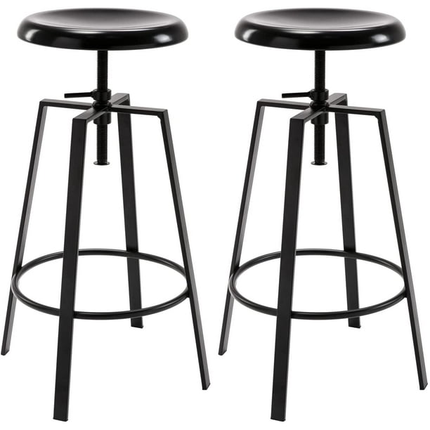 Bar Chairs For Kitchen Dining Pub Cafe, Black Round Metal Bar Stools