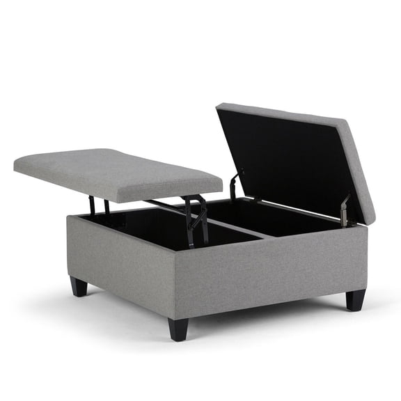 Simpli Home Ellis 36W Square Split Lift Top Storage Ottoman