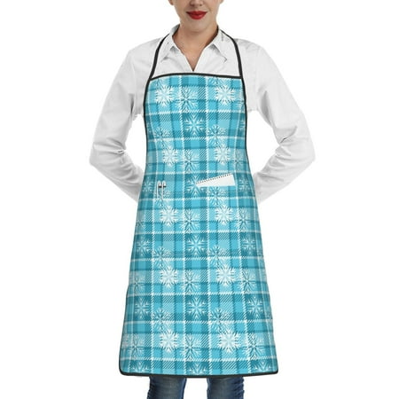

Matuu blue plaid Snowflake for Adjustable Cooking Aprons for Women with Pockets Kitchen Aprons for Men Water and Oil Resistant