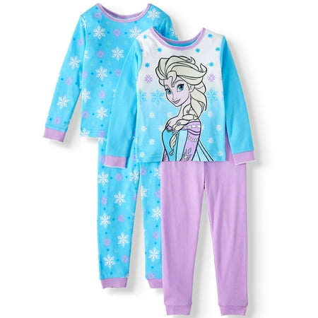 Disney Frozen Long sleeve cotton tight fit pajamas, 4-piece set (Toddler