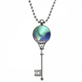 thumbnail image 1 of Night Stars Arctic Aurora Snow Pendant Vintage Necklace Silver Key Jewelry, 1 of 4
