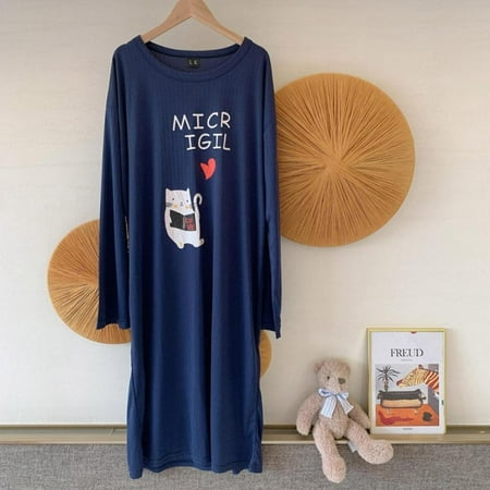 

Clearance Womens Nightshirt Long Sleeves Nightgown Casual Cute Printed Comfortable Nightdress Long Sleeve Homewear