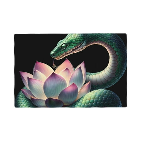 

Placemats Set of 4 Snake Holding A Lotus Place mats for Dining Table Indoor/Outdoor Cute Heat Resistant Washable Table Mats(18 x 12 )