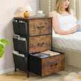 thumbnail image 5 of EnHomee 25.6" Tall Nightstand Side Table with Fabric Drawers,Side Table for Living Room,Rustic Brown, 5 of 10